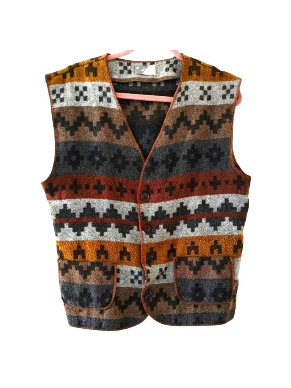 VINTAGE AMITI Western Design Wool Blend Vest Size 36